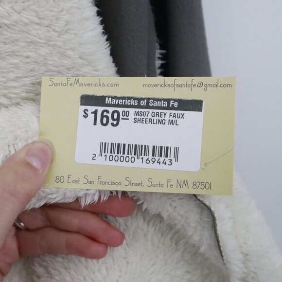 Mavericks Faux Shearling Jacket Womens M/L Gray Rich Auntie Core Cozy Lounge NWT - Picture 6 of 16